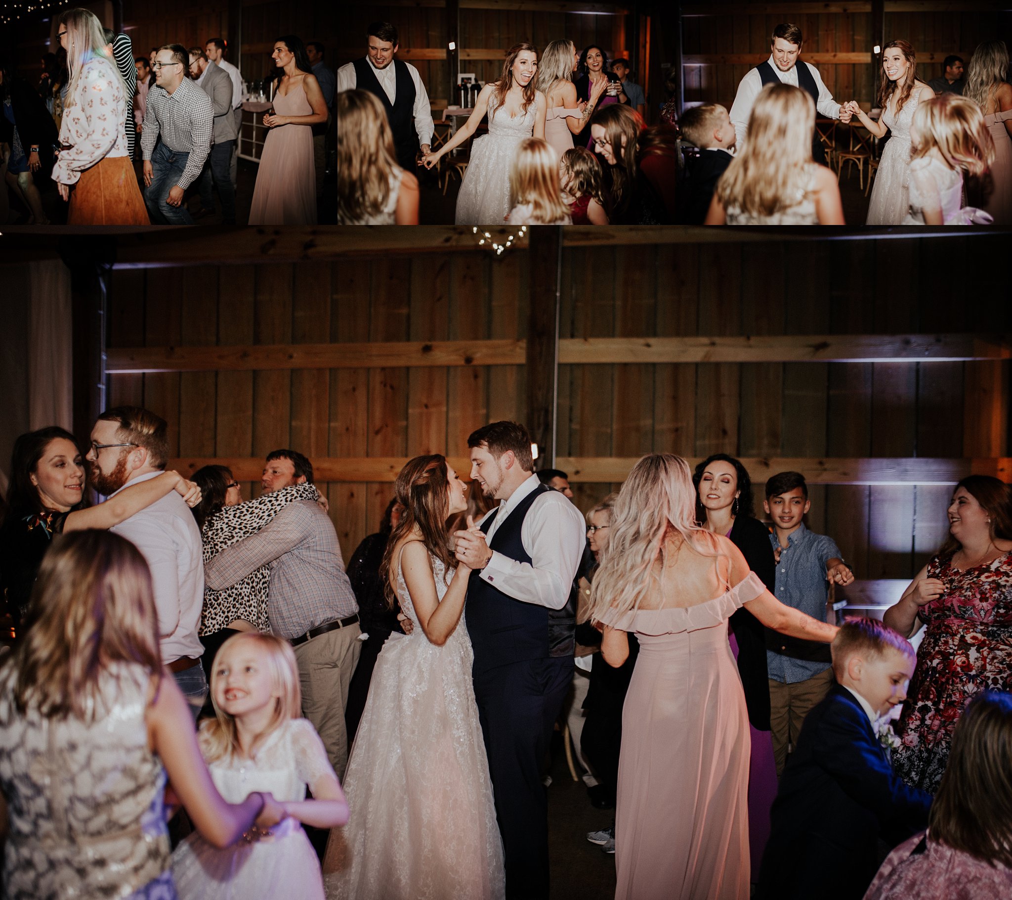 Clifford and Ashley are surrounded by family and friends while dancing at their reception