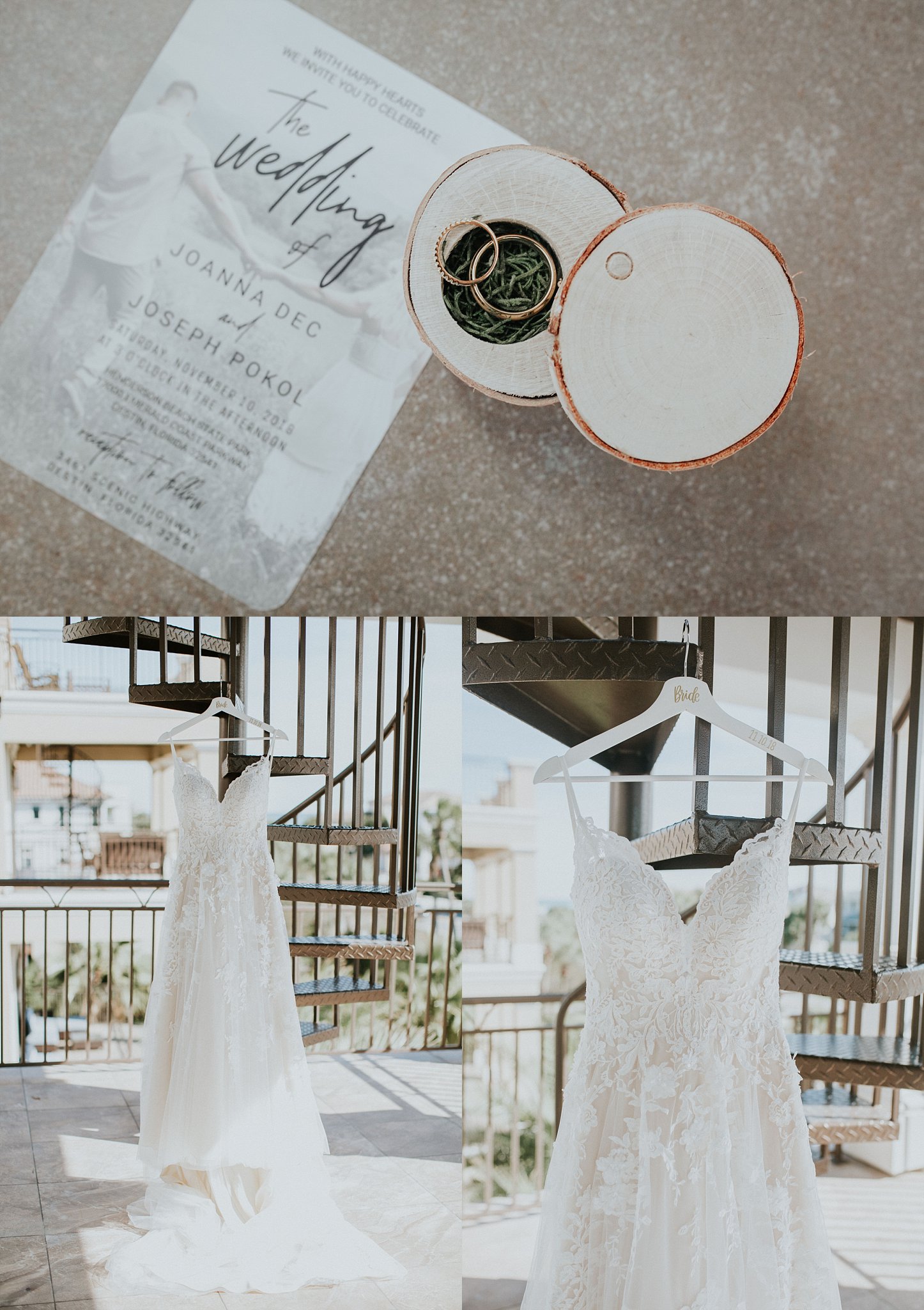 henderson beach state park wedding wedding details, dress, invitations, and rings