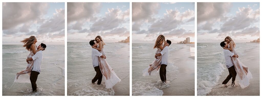 photography prompts - man lifting a woman and spinning on the beach