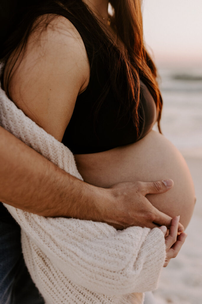 Closeup of a pregnant belly