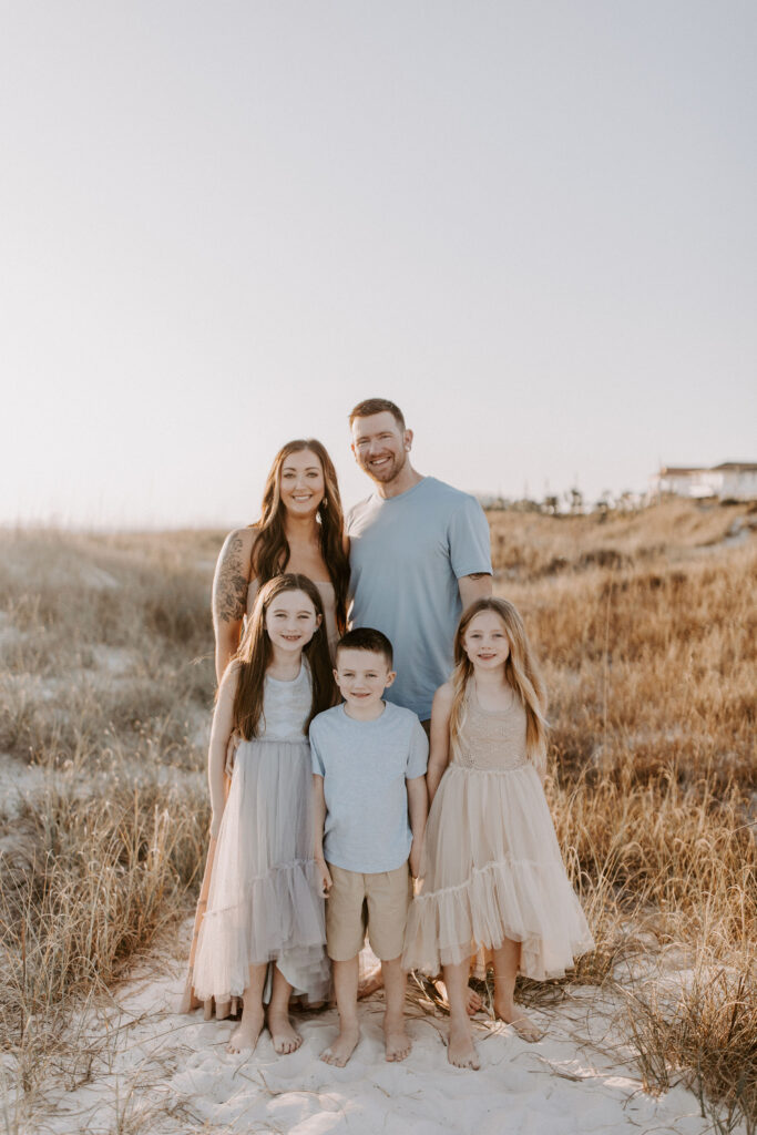 Family portrait in the sand dunes of Sunnyside Florida